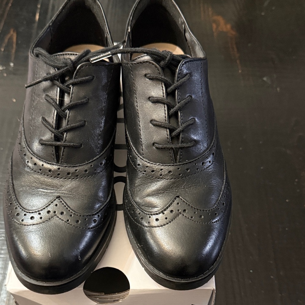 Aldo Black Leather Brogue Oxfords